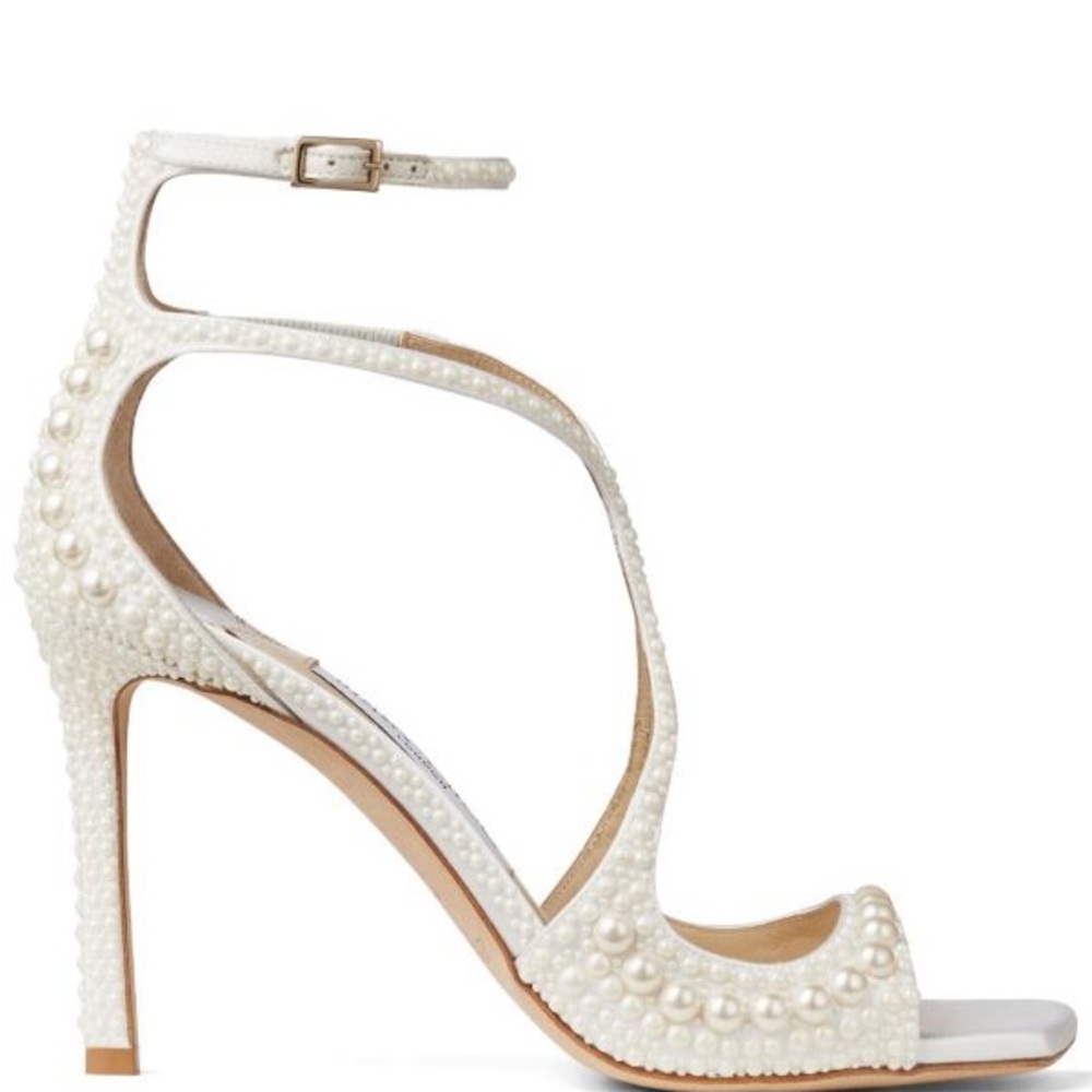 NWOT Jimmy Choo AZIA 100MM Ivory Pearl-Strap High Heel Sandals EU 40 - Picture 8 of 8